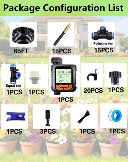 Drip Irrigation System,Automatic Garden Watering System,360° Adjustable Spray Sprinkler Kit, Easy Installation No Tools, Fine Mist Watering forGarden,Patio,Potted Plants,Courtyard Watering System