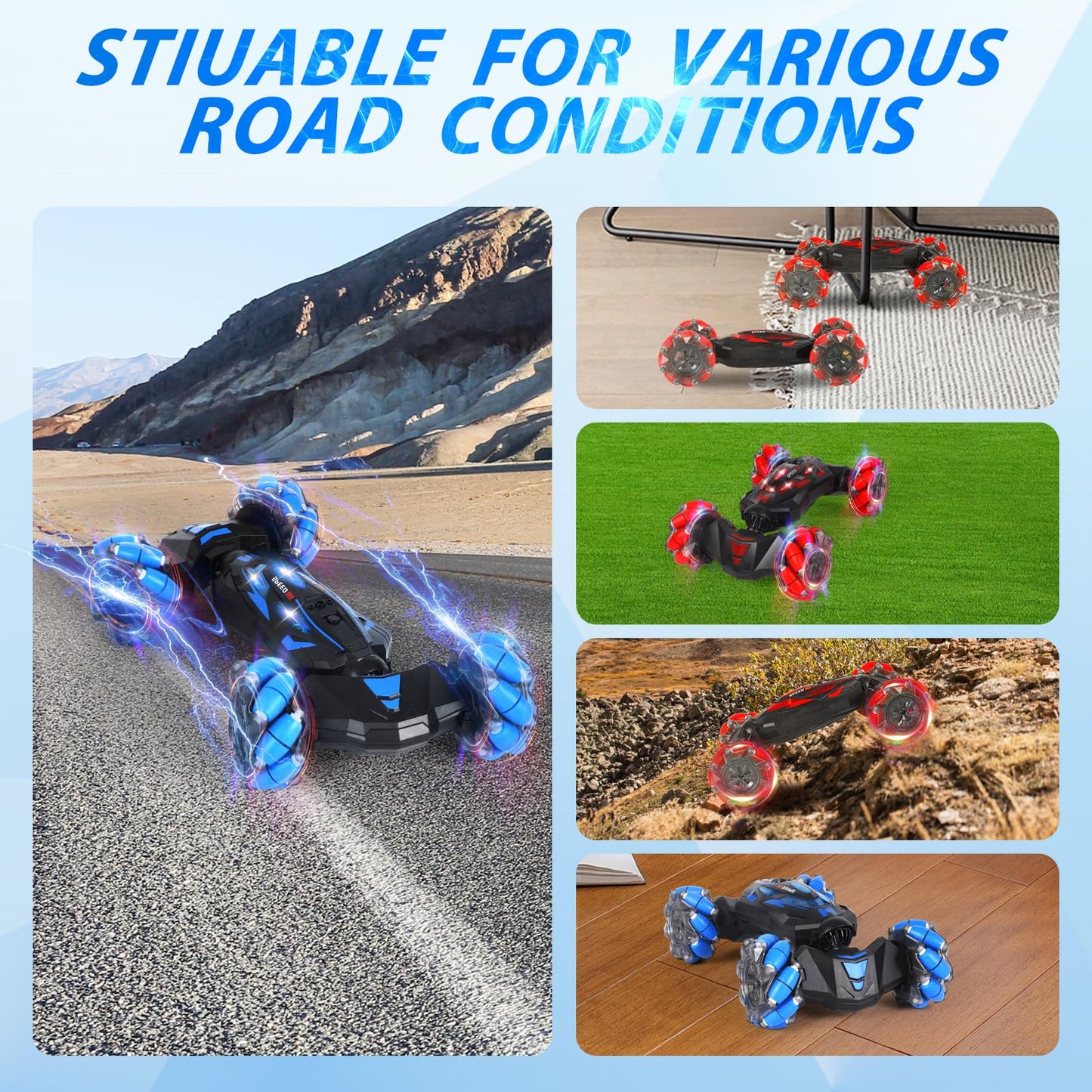 XAMIMM Remote Control Car, Gesture Sensing RC Stunt Car, 4WD Offroad for Rotating, 2.4 Ghz Remote Control and Hand Controlled Twist Cars,Transform RC Cars, Toy Presents for Boys and Girls Age 6-13