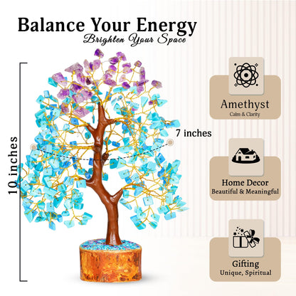 YATSKIA Amethyst and Turquoise Crystal Tree of Life - Crystal Decor - Spiritual Gifts - Crystals Gifts for Women - Gemstones and Crystals