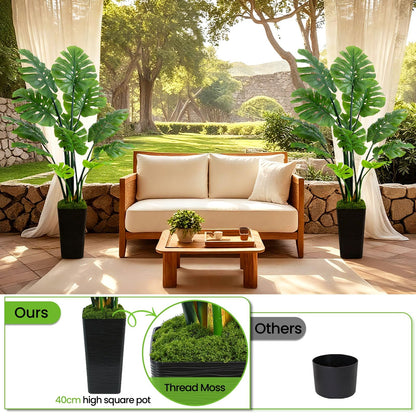 UPBUD Artificial Monstera Deliciosa Plant, 5FT Fake Monstera Tree with 12 Lifelike Leaves & Black Pot, 60in Tall Faux Floor Trees Fake Plants for Indoor Office Porch Living Room Windowsill Decor