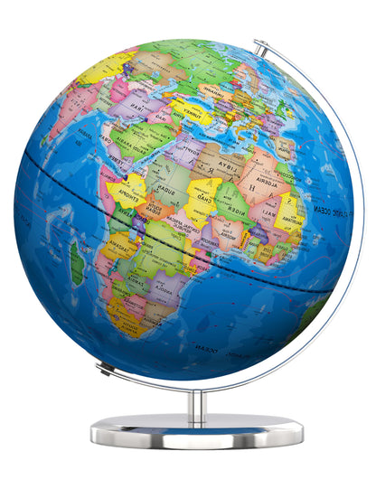 SOUNDANCE 13 Inch World Globe with Stable Heavy Metal Base, Educational Globe for Kids Learning, Large Globes Lamp with Colorful HD World Map Details, LED