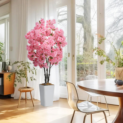 Artificial Cherry Blossom Tree 5FT Tall Pink Fake Sakura Flowers Tree, Fake Plants Indoor Decor for Spring Living Room Home House Entryway Bedroom Office Inside Wedding Party Valentine's Day
