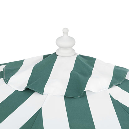 JONATHAN Y Half Umbrella UMB1201L Beverly 9 ft. Designer Classic Scalloped Fringe Market Patio with Crank, Tilt Button and UV Protection in Green/White, White Pole