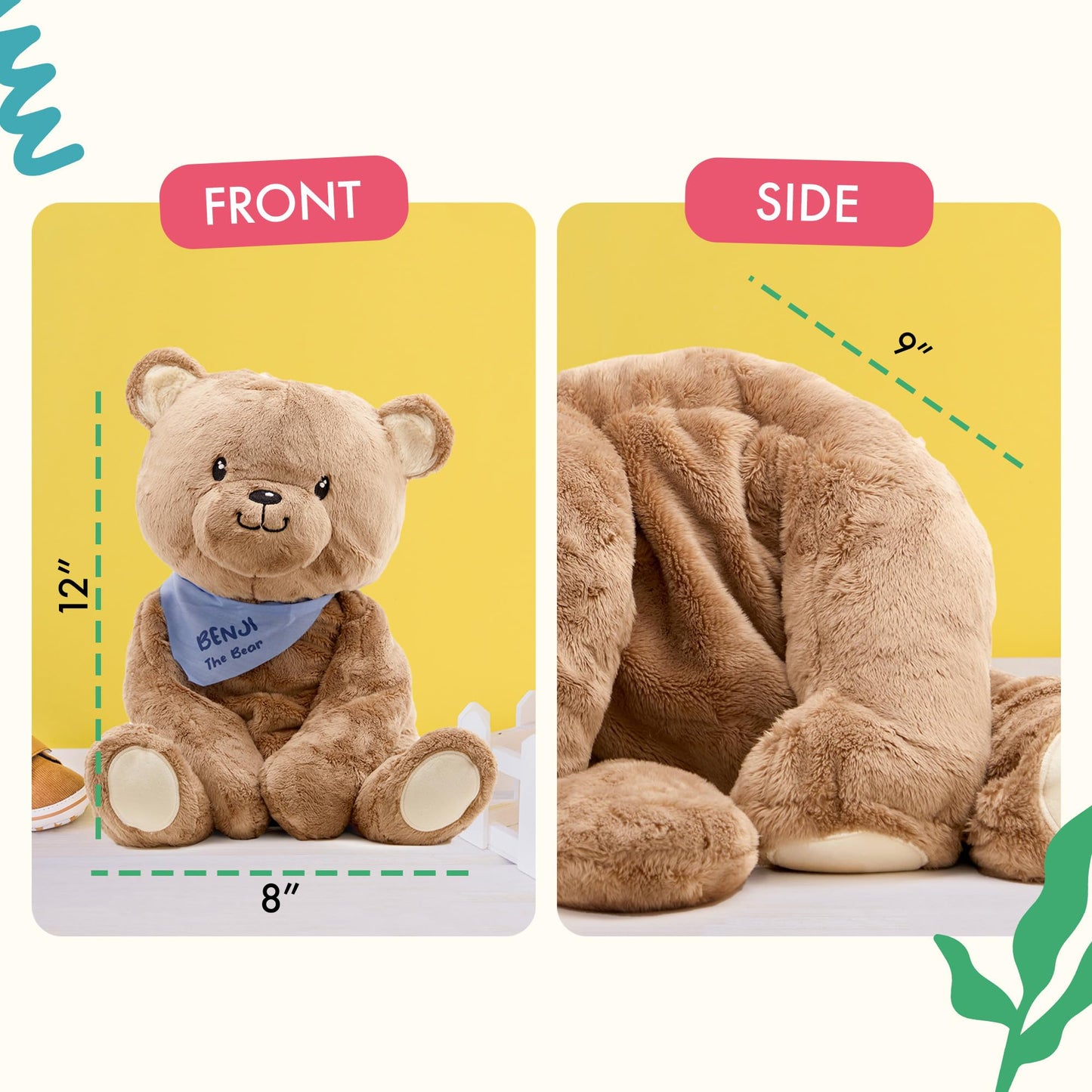 Lilly's Love Weighted Stuffed Animal, 5lb | Sensory Plush for Kids & Adults | Machine Washable Plushie w/Removable Inner | Calming Weighted Stuffed Animal for Anxiety, Benji The Bear