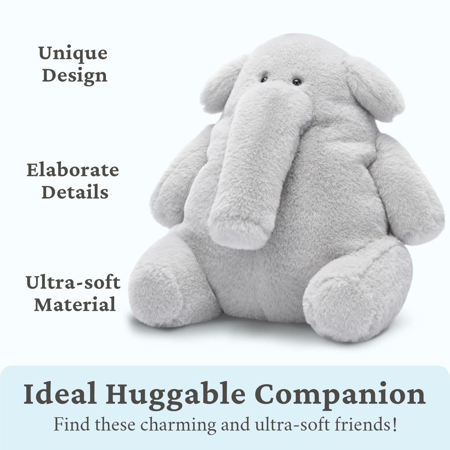 IKASA Elephant Stuffed Animals Plush Toys,10" Cute Plushie Soft Cuddly Plushy Fluffy Toy, Gifts for Family Kids Girls Boys