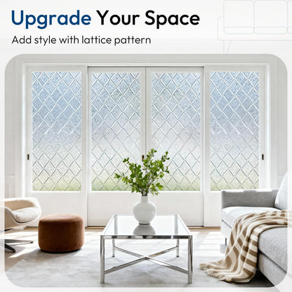 rabbitgoo Window Privacy Film, Decorative Privacy Window Film Sun Blocking, Frosted Glass Cling for Home Door, Non-Adhesive Static Cling Sticker Covering Heat Blocker, Clear, 17.5" x 78.7"