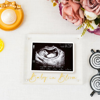 Calculs Baby US Frame Baby in Bloom Ultrasound Sonogram Keepsake Acrylic Picture Frame Freestanding Double Sided Magnetic Lucite Frameless Display Gifts
