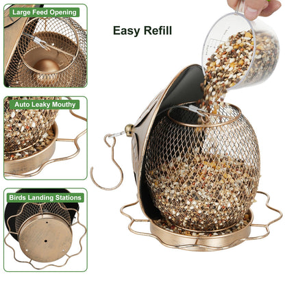 MYITYARD Bird Feeder for Outdoors Hanging, Heavy Duty Metal Wild Bird Feeders, 3 lbs Seed Feeder for Outside Garden Yard Decor, Attracting Cardinals Bluebird