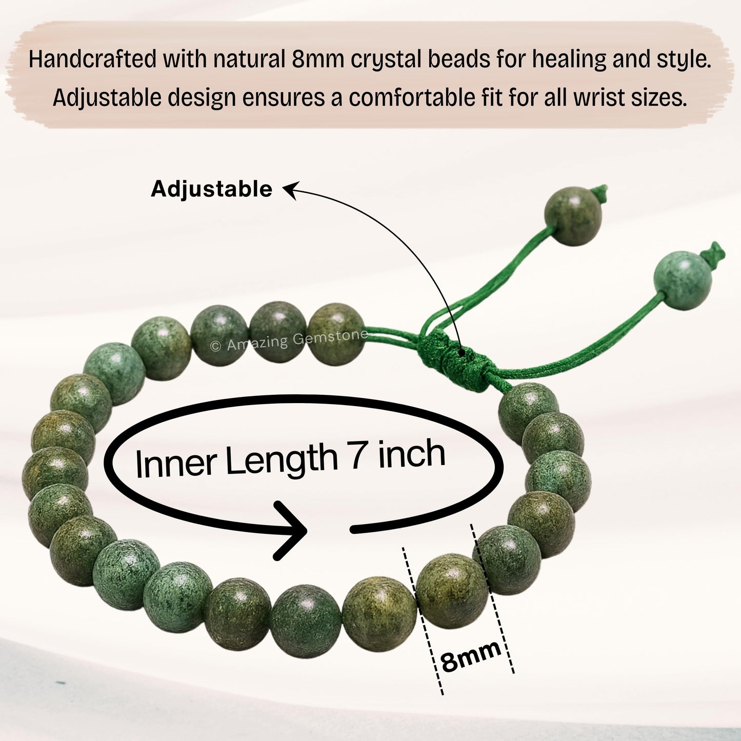 Amazing Gemstone African Turquoise Bracelet for Women Men's Gifts - Protection Healing Crystal Bracelet - 8mm Gemstone Beaded Adjustable Bracelet Pulseras Para Hombres Mujer Stocking Stuffers