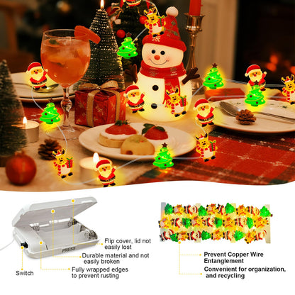 Aogist Christmas String Lights, 50 LED, 16ft, Warm White, Battery Powered, Indoor/Outdoor Holiday Decoration, Model E01