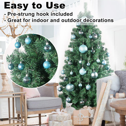 GameXcel Christmas Balls Ornaments for Xmas Tree - Shatterproof Christmas Tree Decorations Small Hanging Ball Sky Blue 1.6 inch x 36 Pack