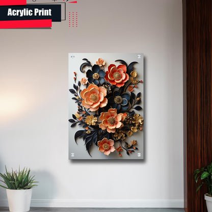 Scandinavian Folk Art, Black and Beige Abstract Botanical Wall Art for Scandinavian Home Decor, Poster, Art Decor