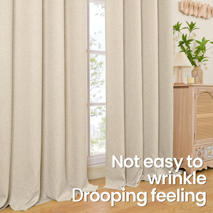 BGment Oatmeal Linen Curtains 84 Inch Length 2 Panels Set for Living Room, Sand Semi Sheer Drapes Light Filtering Window Treatments with Grommet for Bedroom No See Through, Each 52 Inch Wide
