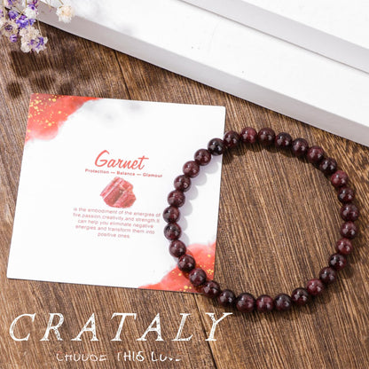 Garnet Bracelet for Men Women-6MM Handmade Bloodstone Beaded Bracelet Red Crystal Inspiring Passion and Energy Birthday Gifts
