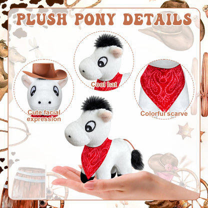 62 Pcs Adopt a Horse Animal Party Favors Include 12 Mini Stuffed Horse 12 Boxes 12 Brown Hat 12 Red Scarf 12 Cards 1 Adopt Sign 1 Fence for Adopt a Grassland Animal Party Favor Pet Birthday Supplies