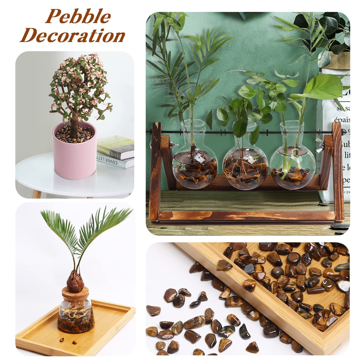 QICQDRAM Polished Gem Stones Rocks Crystals 0.9 Lb/405g Natural Tumbled Stones Tiger's Eye Crystal Chips Bulk for Healing Crystals & Fish Tank Rocks Gravel, Vase Filler, Plants Decor