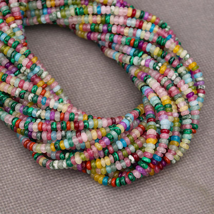 BONNY BOXX 1 Strand (150PCs) Natural 2 * 4mm Mix Colors Rondelle Beads, Natural Abacus Disk Stone Beads Loose Spacer Gemstone for DIY Bracelet Necklace Jewelry Making