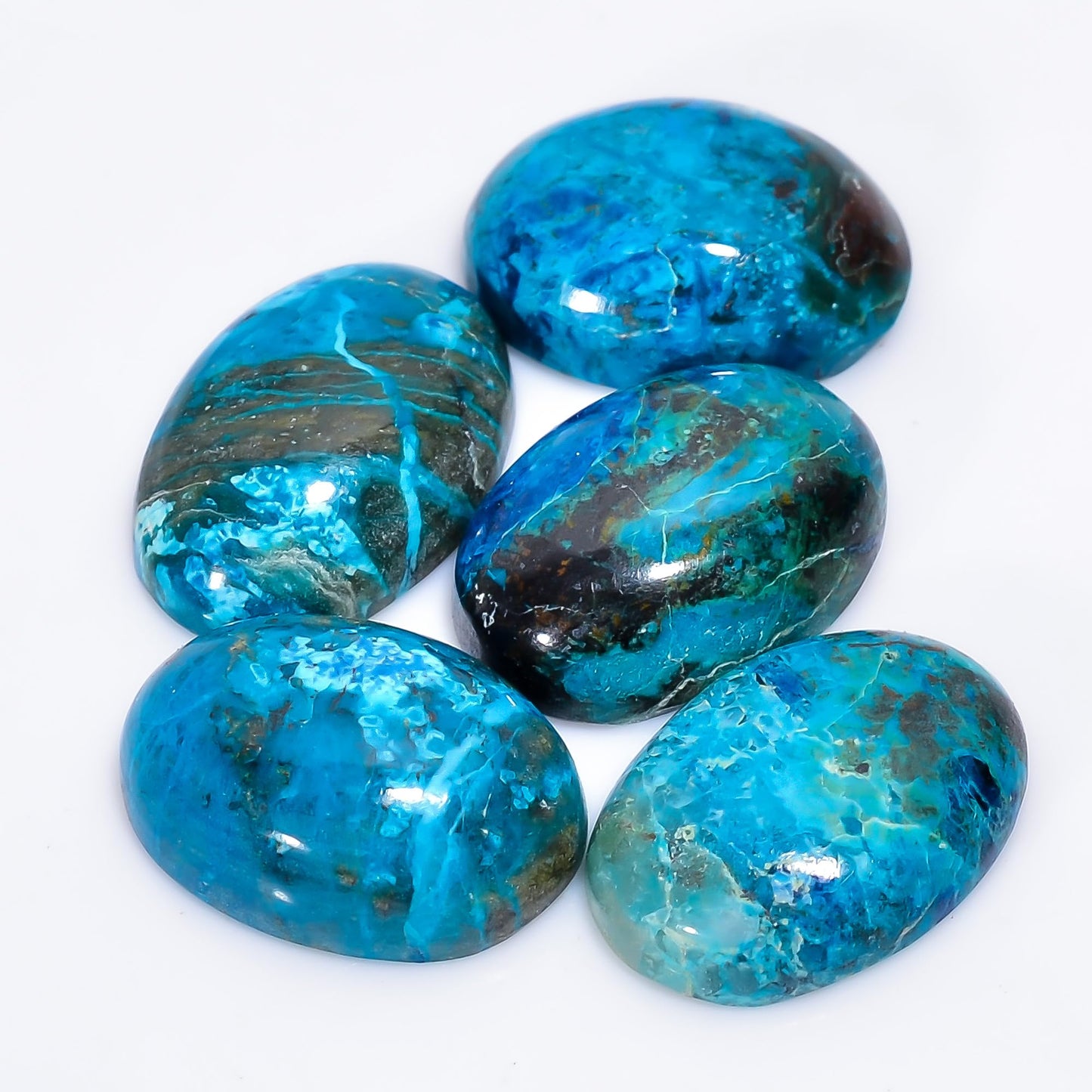 2 PCS, 14X10 MM, AURA GEMS Natural Chrysocolla, Cabochon, Oval Shape, Jewelry Making Stone Supply, Chakra Energy Healing Gemstone, Real Crystal, Birthstone, Wholesale deal