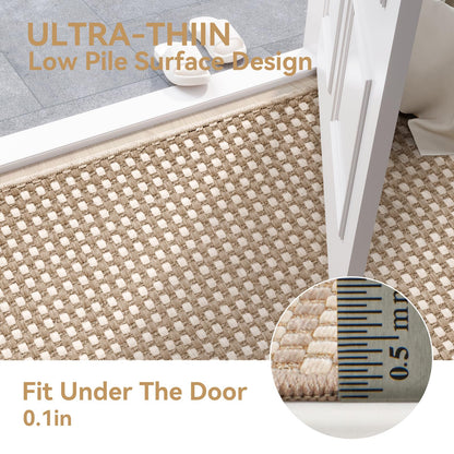 YDKGL 3x5 ft Area Rug Entryway Runner Rug Non Slip Washable, Boho Woven Kitchen Runner Rugs Door Mat Entry Rugs Carpet for Indoor Foyer Backdoor Hallway Floor Bedroom Living Room, Easy Clean, Brown