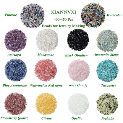 XIANNVXI Blue Turquoise, Beads Natural Chip Stone Beads 400Pcs Crystal Bead 5-8mm Irregular Healing Crystal Loose Rocks for DIY Jewelry Making