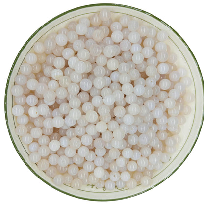 WHNKFB 6mm 100PCS Natural White Agate Round Beads, Banded Loose Stone Beads for Jewelry Making Craft - 4mm 6mm 8mm 10mm Options with Free Elastic Cord