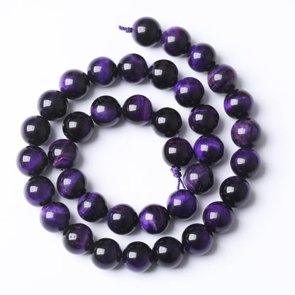Natural Purple Tiger Eye Stone Beads for Jewelry Making DIY Bracelet Necklace Jewelry Making 1 Strand 15.5inch 35PCS 10MM