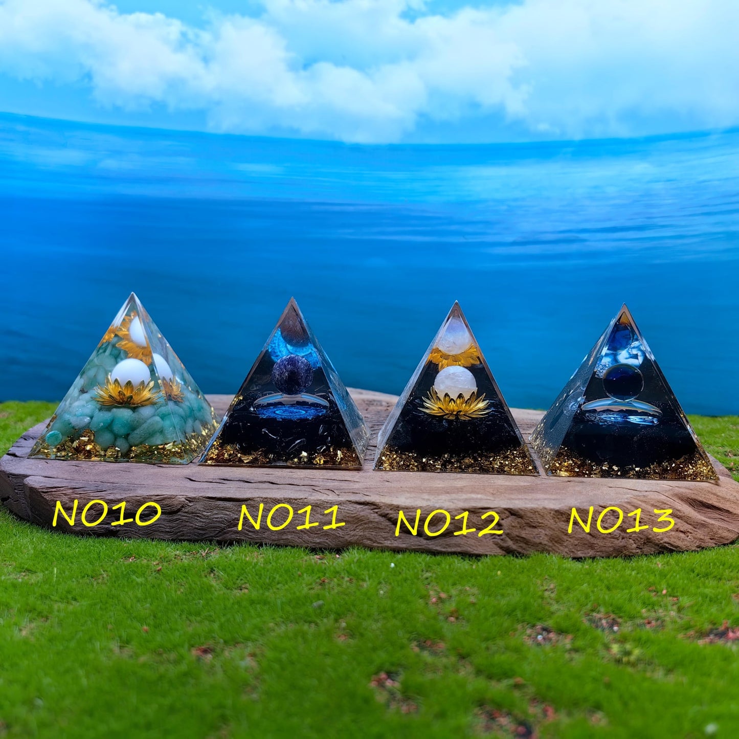Healing Crystals Orgone Pyramid for Positive Energy, Stress Reduction, and Attracting Wealth and Luck Reduce Stress and Promote Healing with this Crystal Pyramid Home Decor (NO5,6cm)