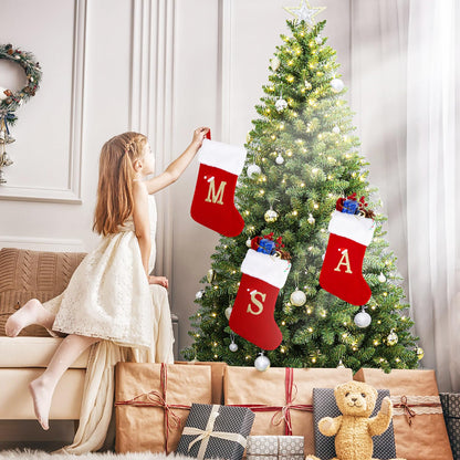 Sailup 20 Inches Monogram Christmas Stockings with Letters, Large Super Soft Christmas Stockings Red Velvet with White Super Soft Plush Cuff for Christmas Xmas Tree Holiday Fireplace (R)