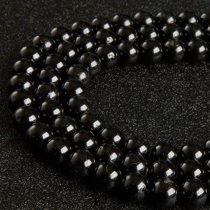 45pcs 8mm Natural Black Tourmaline Beads Gemstone Beads Round Loose Beads for Jewelry Making