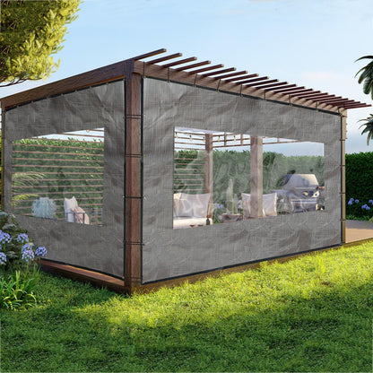 Softclub Outdoor Clear Panel Curtain，Heavy Duty Waterproof 18oz Vinyl Curtain Weatherproof with Grommets, Transparent PVC Tarp Cover for Pergola, Porch, Gazebos, Winter Protection (8 ft x 7 ft, Grey)