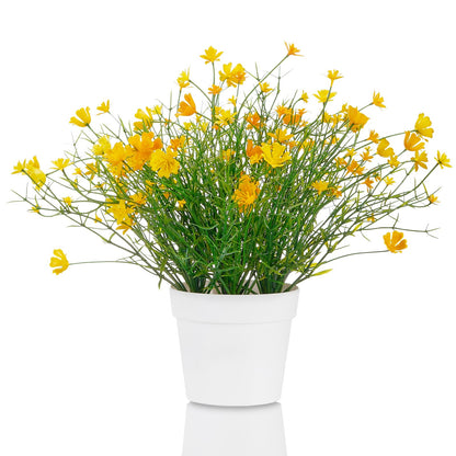 Blafrozzing Babys Breath Potted Fake Plants with Flowers Faux Plants Indoor for Home Office Bookshelf Table Farmhouse Room Decor (Yellow)