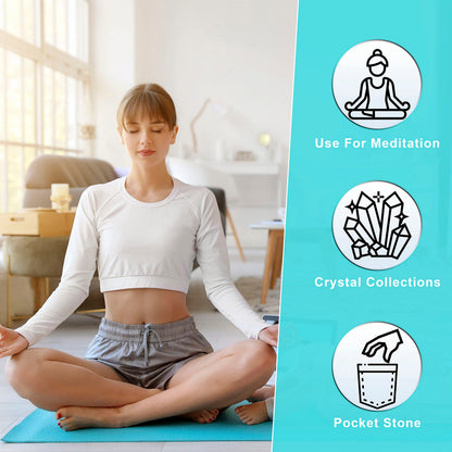Crocon 50mm Blue Aragonite Heart Stone Big Heart Shape Puff Stones Set 450+ Carats Pocket Crystal Healing Tumble Collection Palm Worry Stone Good Luck Charm Meditation Gift Craft Home Decor