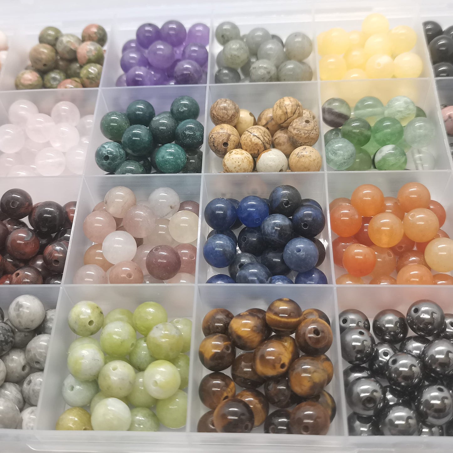 GorgGorho 480pcs Natural Round Stone Beads Genuine Real Stones Beading Loose Gemstone DIY for Bracelet Necklace Earrings Jewelry Making (8mm-24 Color S2, 8mm)