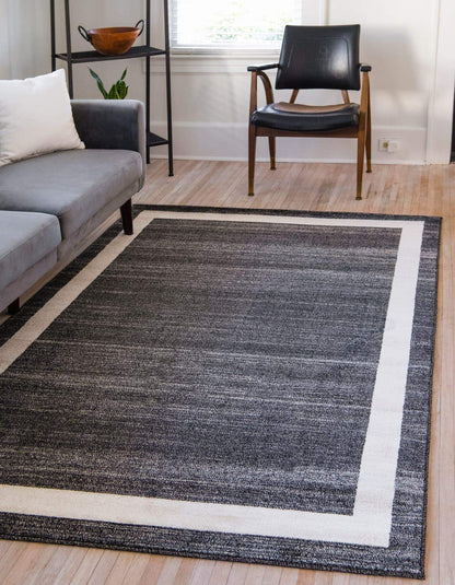 Unique Loom Del Mar Collection Area Rug - Maria (5' 3" x 8' Rectangle, Black/ Ivory)