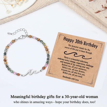 TONY & SANDY 30th Birthday Gifts for Women, 30th Birthday Decorations for Her, Wave Bracelet for Women Jewelry, Unique 30 Year Old Bday Gifts for Woman, Best Friend, Daughter, Wife, Sister