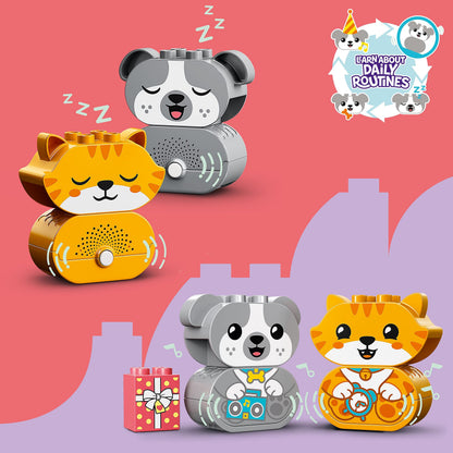 LEGO DUPLO My First Puppy & Kitten with Sounds 10977 Pet Animal Toys for Toddlers 1 .5-3 Years Old, Early Development Set with Large Bricks