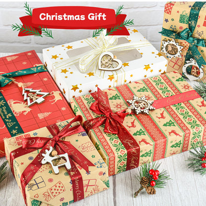 Christmas Tree Ornaments of Winter Wonderland, 24 Pack Christmas Wooden Hanging Craft Ornaments for 3D Rustic Farmhouse Christmas Decorations Gifts Home Party New Year Holiday Tree Decorations