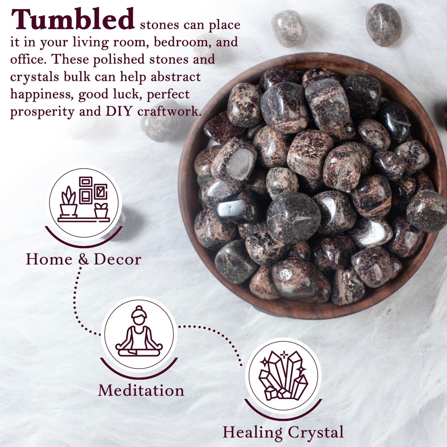 ZAICUS 1lb Garnet Tumbled Stones | Polished Crystals Healing | Natural Stones | Feng Shui | Chakra Balancing | Good Luck | Reiki Gift | Home Decor | Size 20-25 mm