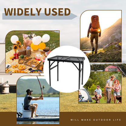 HPC Decor Folding Grill Table-Camping Table with Mesh Desktop,Portable Picnic Table with Carry Handle,27/56cm Height Adjustable Metal Table-Outdoor Grill Table,Folding Table for Outside Inside Use.