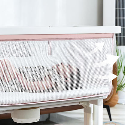 Staroyal Electric Bassinet Baby Cradle 3 Rocking Motion, 3 in 1 Baby Bassinets for Newborn with 5 Heights Adjustable, Girl/boy Automatic Rolling Bedside Sleeper, Pink