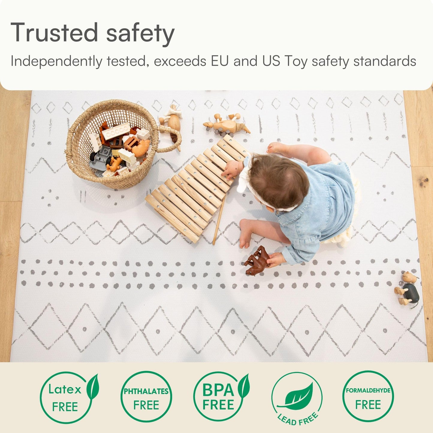 Lillefolk Reversible Baby Play Mat – Large 6.9ft x 4.6ft Foam Floor Mat for Babies & Toddlers – Stylish Non-Toxic Crawling Mat, Tummy Time Mat & Playroom Rug