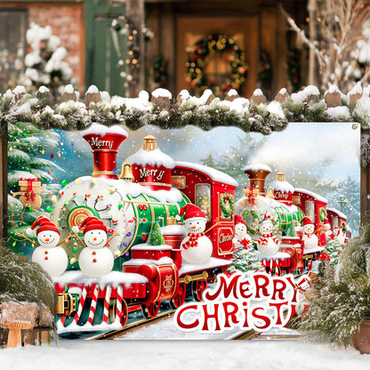 BlissYard Christmas Backdrop Photography Background Train Snowman 71x43 Inch Winter Holiday Season Family Party Birthday Glitter Merry Xmas Decoration Photo Booth Prop