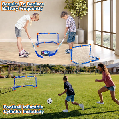 Nazano 4-in-1 Hover Soccer Ball Set, Rechargable Air Floating Soccer Toy with LED Lights, Indoor & Outdoor Kids Sports Toys, Christmas Birthday Gifts for Boys Girls Aged 3 4 5 6 7 8-12