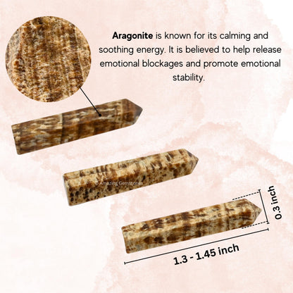 Amazing Gemstone Aragonite Crystal Points Bulk Healing Crystals and Stones - Pack of 3 Single Terminated Healing Wand Point Bulk Crystals for Crafts, Crystal Grid, DIY Work - Premium Crystals