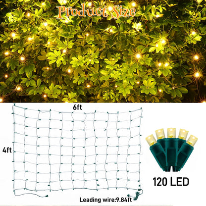 Meteds LED Christmas Net Lights Outdoor,120 LED 6ftx4ft Connectable Waterptoof Christmas Lights for Bushes Fence Tree Shrub Yard Garden Outdoor Christmas Decorations(Warm White)