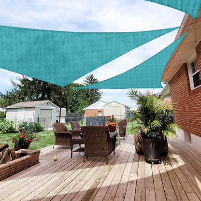 Patio Paradise 16' x 16' x 16' Sun Shade Sail Triangle Canopy Shade Cloth Fabric Sunlight Block Patio Pergola Cover HDPE Deck Awning for Outdoor Backyard Roof Shading, Turquoise