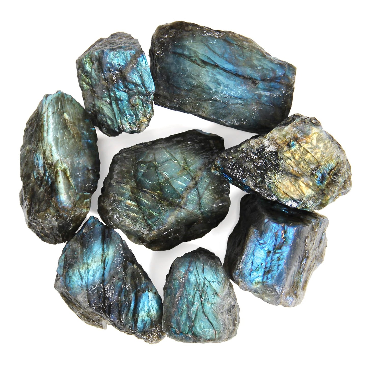 1.1lb Bulk Raw Labradorite Rough Crystal-Natural Labradorite Raw Stones Crystal for Tumbling, Cabbing, Fountain Rocks, Decoration, Polishing, Wire Wrapping, Wicca & Reiki Crystal Healing