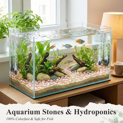 DomeStar 1LB Flat Glass Marbles, Champagne Decorative Marbles for Vases Aquarium Pebbles Fish Tank Rocks Vase Fillers DIY Crafts Table Scatter Decor
