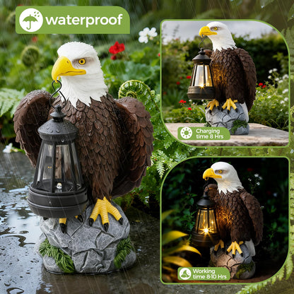 YDKOJGW 250 Anniversary USA Bald Eagle Garden Statue,Solar Garden Outdoor Statues Bald Eagle with Light, Lawn Decor Statue for Patio, Balcony, Yard Ornament,Home Decor Gift for Men Father