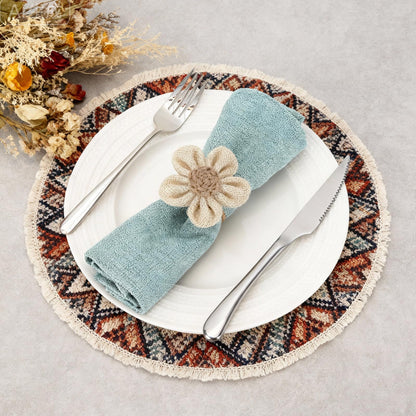 Napkin Rings Set of 6 Handmade Rustic Napkin Rings Reusable Boho Napkin Ring for Elegant Dining Table Decoration Perfect for Christmas, Thanksgiving, Wedding, Holiday, Everyday Use